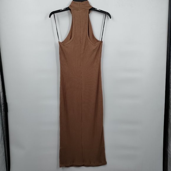Forever 21Ribbed Mock Neck Midi Knit Dress Taupe Color,  Medium - Picture 5 of 10